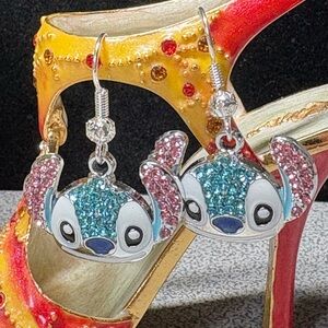 2/20 Hand Crafted Blue and Pink Earrings